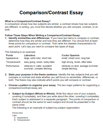 formal comparison contrast essay