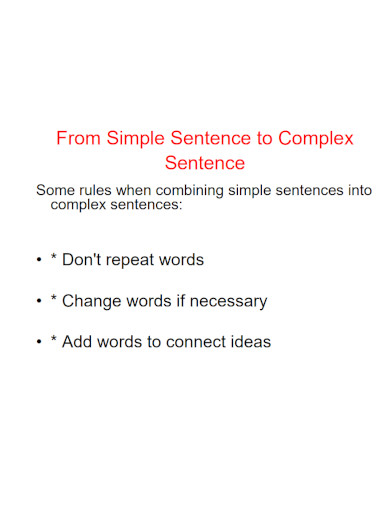 from simple sentence to complex sentence