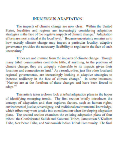 indigenous adaptation