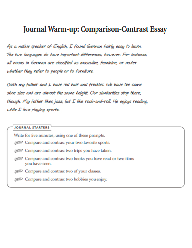journal warm up comparison contrast essay