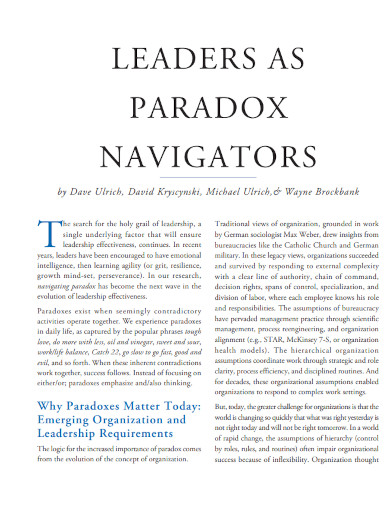 Leaders as Paradox Navigators