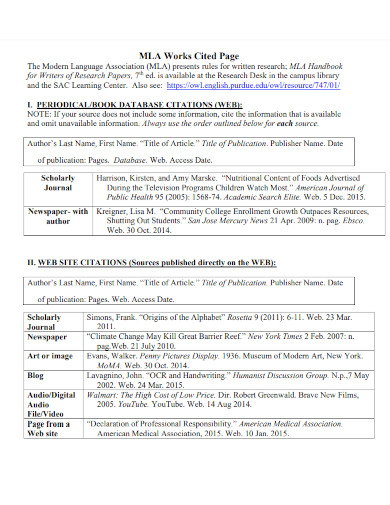 mla works cited page template 