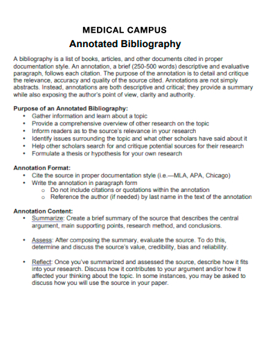 medical campus annotated bibliography