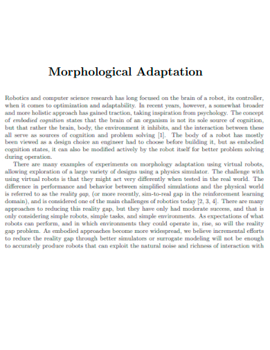 morphological adaptation