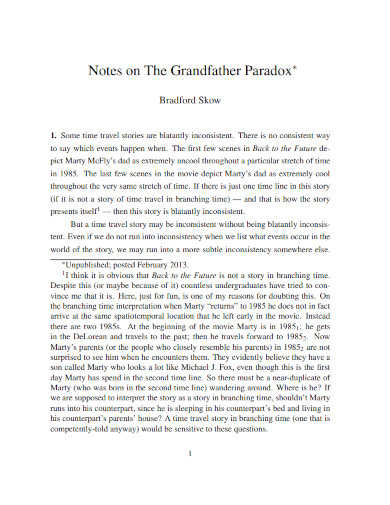 Notes on The Grandfather Paradox