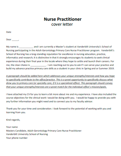 nurse practitioner cover letter