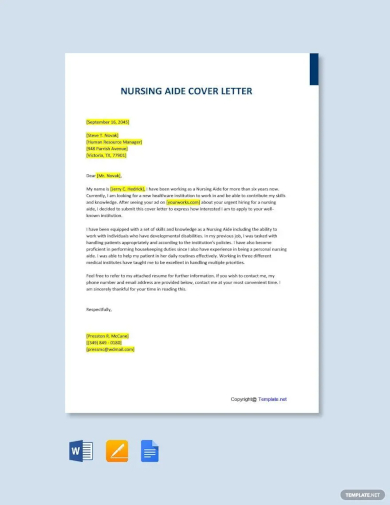 nursing aide cover letter