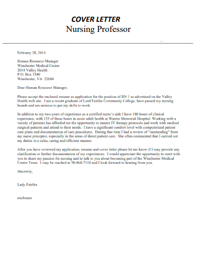 nursing professor cover letter