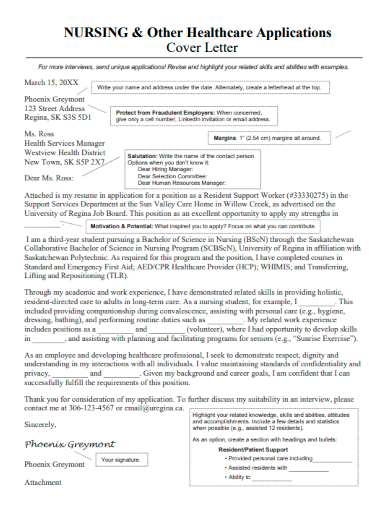 nursing other healthcare applications cover letter