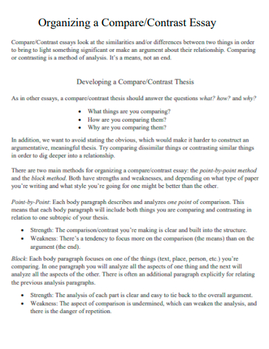 organizing a compare contrast essay