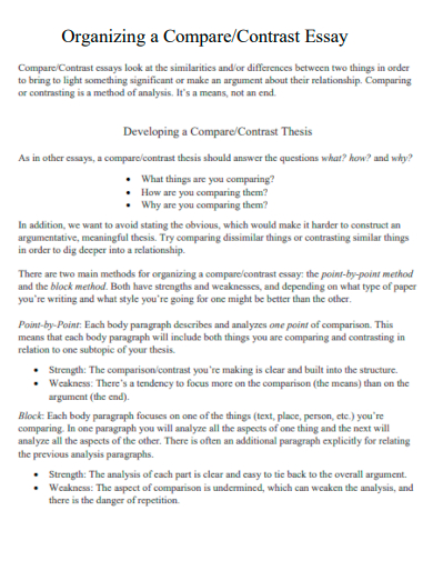 comparison contrast essay assignment