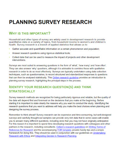 planning survey research questionnaires