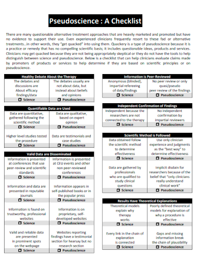 Pseudoscience Checklist