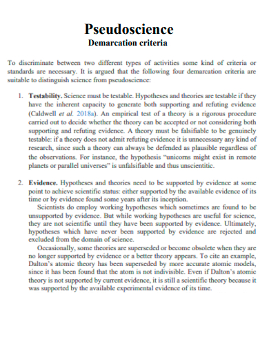 Pseudoscience Demarcation Criteria