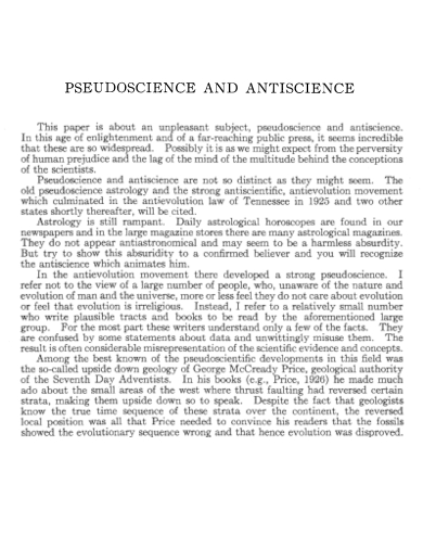 pseudoscience and antiscience