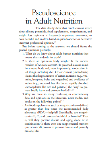 pseudoscience in adult nutrition