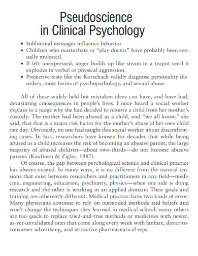 pseudoscience in clinical psychology