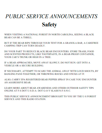public service announcement safety