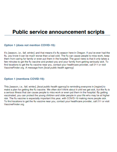 public service announcement scripts