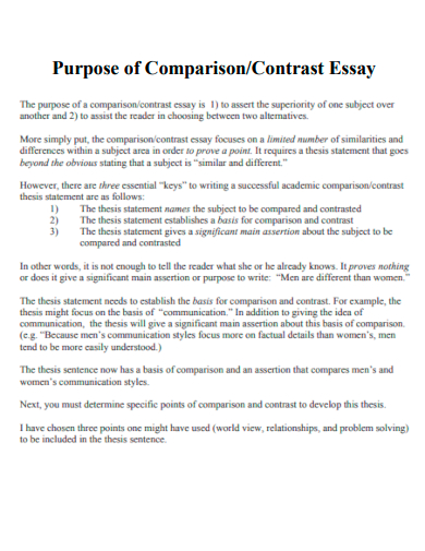 comparison contrast essay assignment