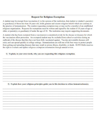 request for religious exemption 