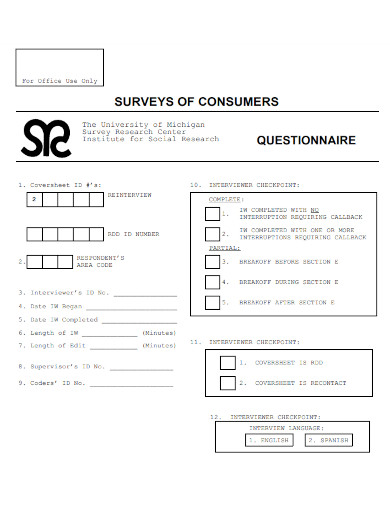 research questionnaire survey of consumers 