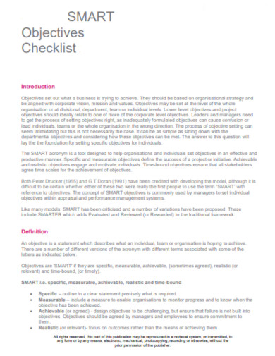 smart objectives checklist