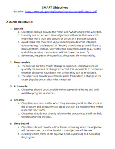 smart objectives worksheet