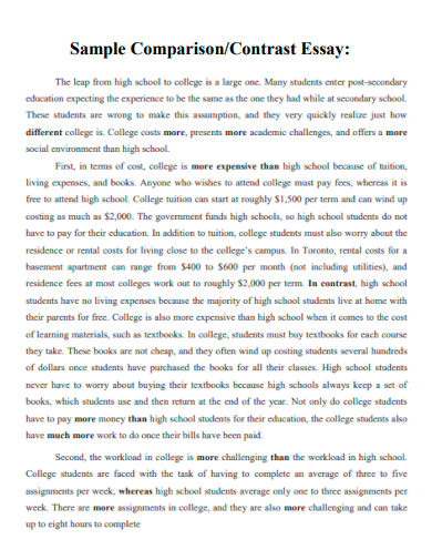 compare and contrast essay third grade