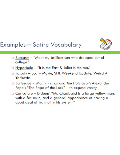 satire vocabulary examples