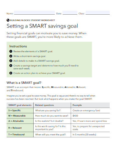setting a smart savings financial goal