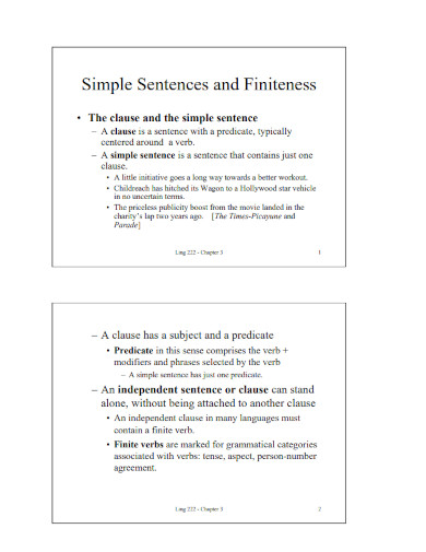 simple sentences and finiteness