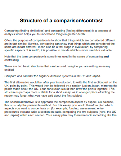 structure of a comparison contrast