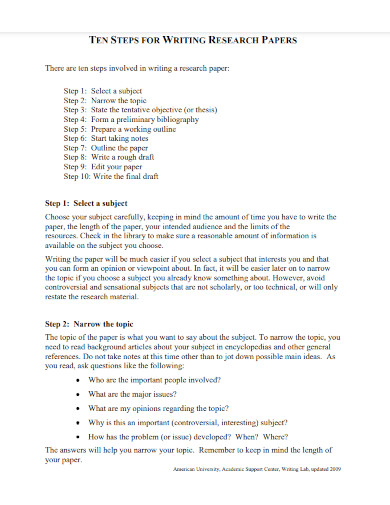 ten steps for writing research papers