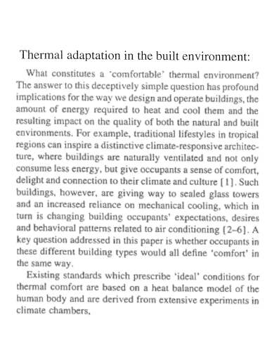 thermal adaptation in the built environment