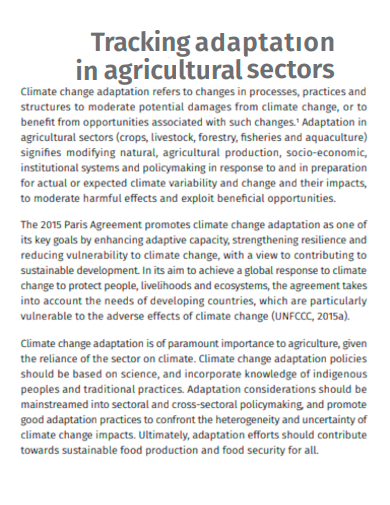 tracking adaptation in agricultural sectors