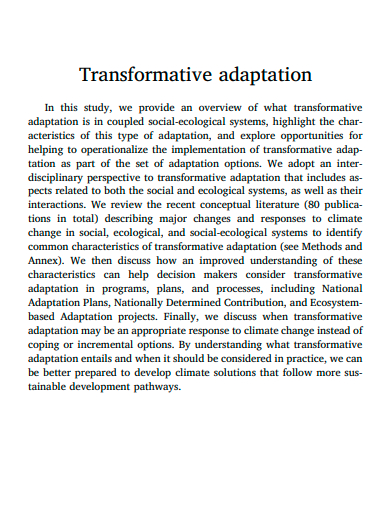 transformative adaptation