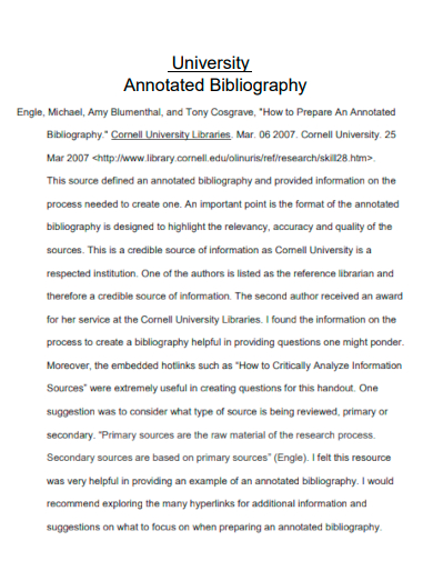 university annotated bibliography