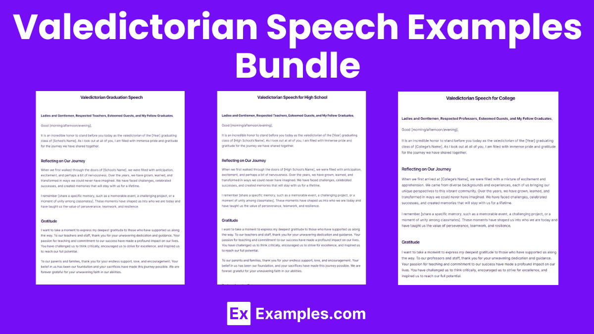 Valedictorian Speech Examples Bundle