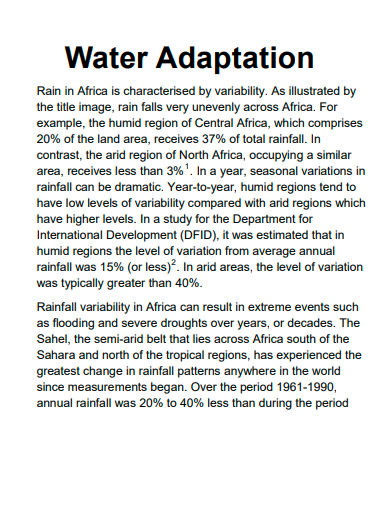 water adaptation