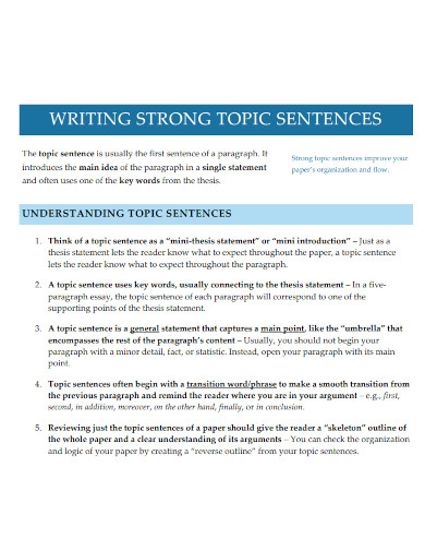 writing strong topic sentences