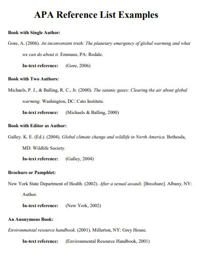 55+ References Examples in MS Word | Google Docs | Google Sheets ...