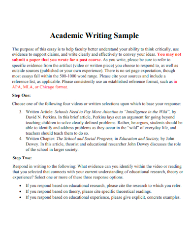 academic writing sample