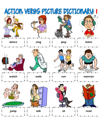 action verb picture dictionary