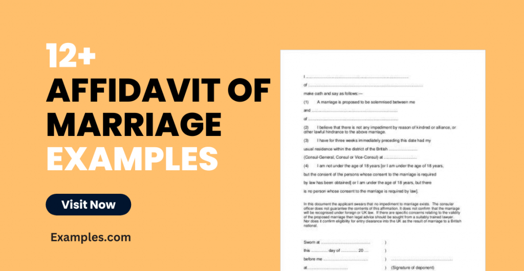 Affidavit of Marriage Examples