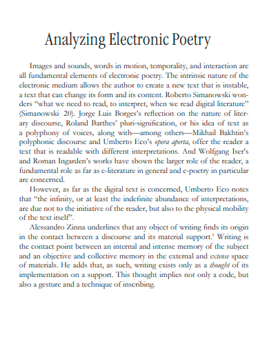 analyzing electronic poetry