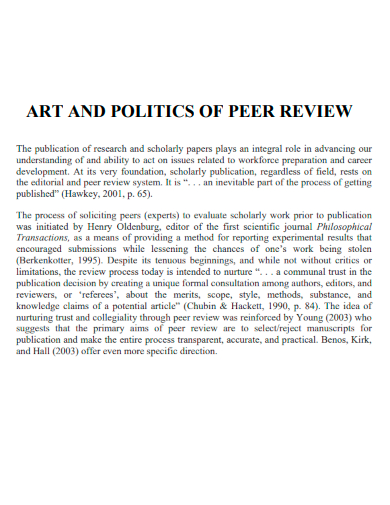 art and politics peer review