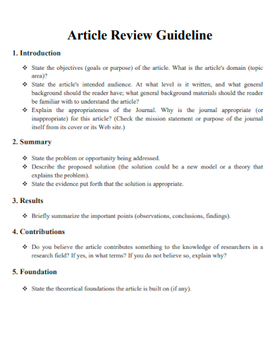 guidelines of article review