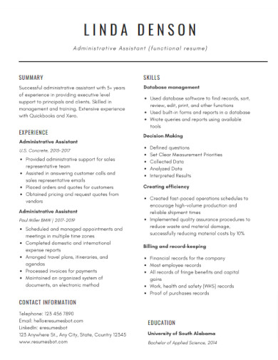 basic administrative assistant resume example