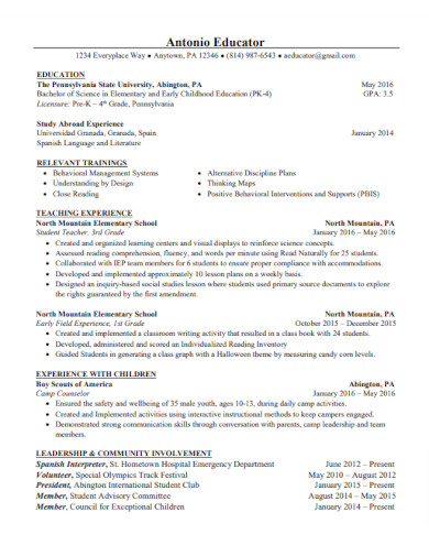 basic education resume